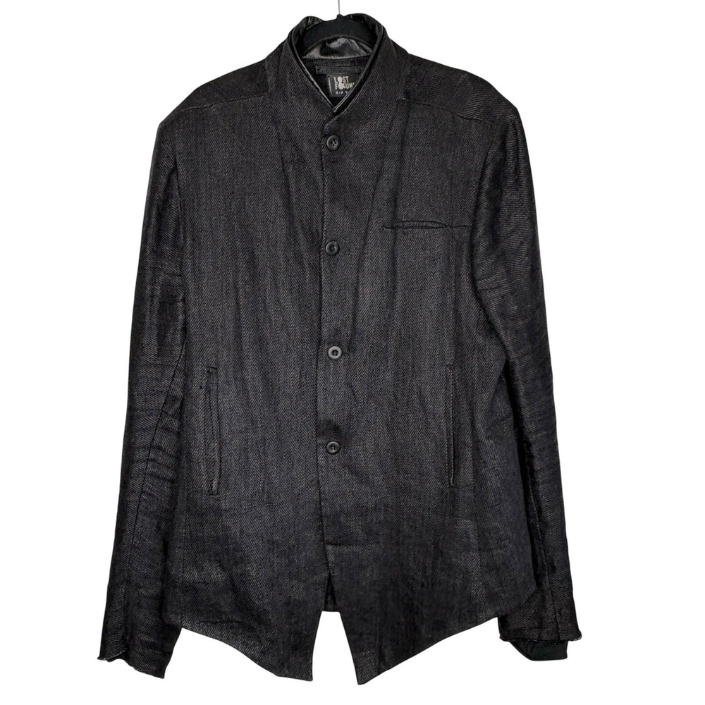 Lost & Found Ria Dunn Linen Jacket L Asymmetric Leather Trim Avant Garde Italy